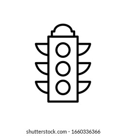 Traffic light with outline icon vector