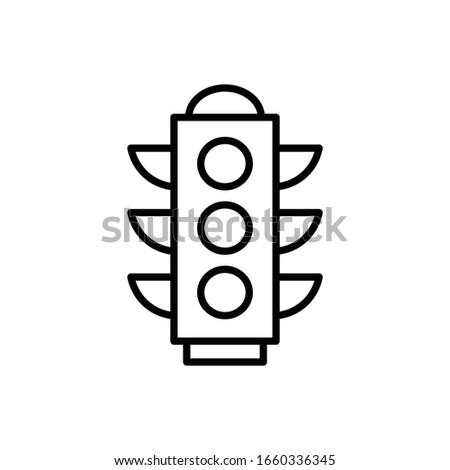 Traffic light with outline icon vector
