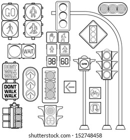 Traffic light outline vector