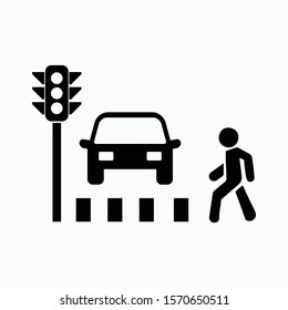 Traffic light pedestrian crossing icon vector sign symbol isolated