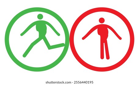 Traffic light pedestrian crossing sign red and green man