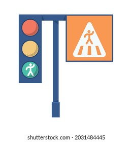traffic light and pedestrian sign icon isolated