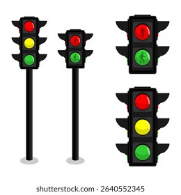 traffic light pedestrian signal street sign vector illustration