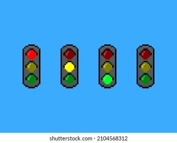 Traffic light in pixel art design