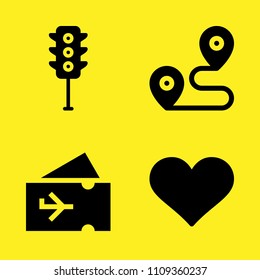 traffic light, plane ticket, location and like vector icon set. Sample icons set for web and graphic design