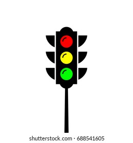 Traffic light pole. Red, green, yellow light Vector creative template