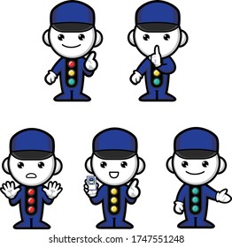 Traffic light police man vector image