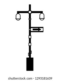 traffic light post and signal arrow