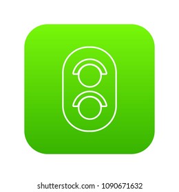 Traffic light railway icon green vector isolated on white background