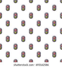 Traffic light railway pattern in cartoon style. Seamless pattern vector illustration