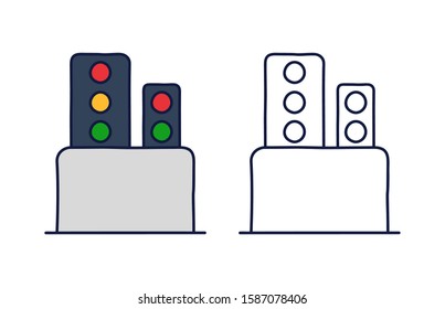 Traffic light railway stock vector icon. Element of train station icon in doodle style.