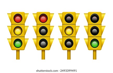 Traffic light. Realistic 3D traffic light. Vector clipart.