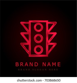 Traffic light red chromium metallic logo