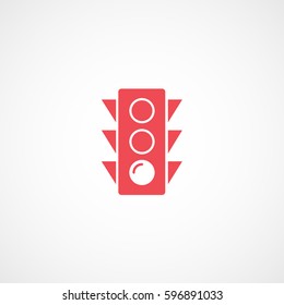 Traffic Light Red Flat Icon On White Background