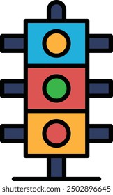A traffic light with a red light and a green light