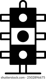 A traffic light with a red light and a green light