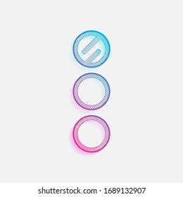 Traffic light, red signal. Technology logo with diagonal lines and colored gradient. Neon graphic, light effect. Blue and red colors