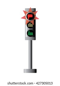 traffic light with red thumb down symbol