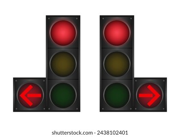 Semáforo con luz roja. Ilustración vectorial aislada sobre fondo blanco. 