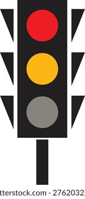 Traffic Light with Red, Yellow, and Gray Signals, Road Safety Concept for Traffic Control, Urban Transportation Sign, Traffic Regulation for City Roads