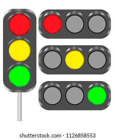 Traffic light. Red, yellow, green lights - Go, wait or slow, stop. International Traffic Light's Day. Applique Vector design illustrations.