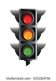 Traffic light with red, yellow and green color. Flat vector illustration isolated on white background