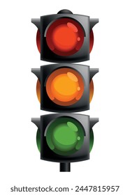 Traffic light with red, yellow and green color. Flat vector illustration isolated on white background