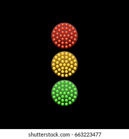 Traffic Light from red, yellow and green diodes isolated on gray background. Vector illustration. Simple road sign