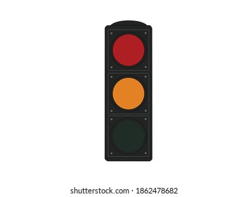 traffic light with red and yellow light isolated on a white background