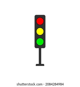Traffic Light to regulate the movement of cars in flat design. Icon on an isolated white background. A tool for regulating traffic on the road. Vector Traffic Light.
