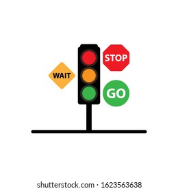 traffic light regulations, with a description of the meaning of colors on the traffic lights, perfect for illustration, education and logos