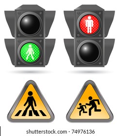 traffic light with road sign