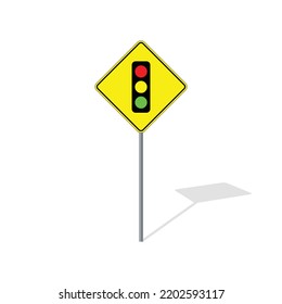 Traffic light road sign on post pole vector graphics