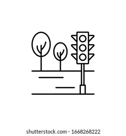 Traffic light, road, trees icon. Simple line, outline vector elements of city for ui and ux, website or mobile application