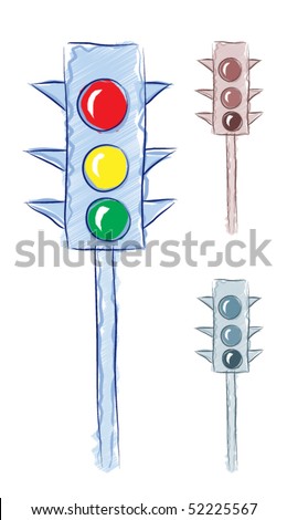 Traffic Light Rough Scribble Pencil Style Stock Vector (Royalty Free