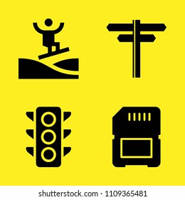 traffic light, sd card, directions arrows and surfing vector icon set. Sample icons set for web and graphic design