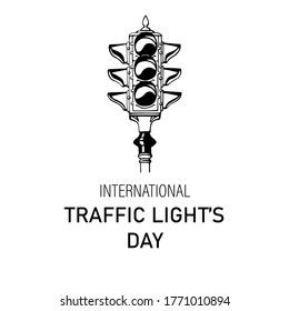 Traffic light semaphore hand drawn outline icon. International Traffic Light's Day. Safety concept. Vector sketch illustration for print, web, mobile, infographics on white background.