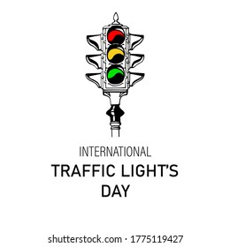 Handgezeichnete Umrisse für das Verkehrslicht. Internationaler Tag des Lichtverkehrs. Sicherheitskonzept. Vektorgrafik-Illustration für Druck, Web, Mobil, Infografiken auf weißem Hintergrund.