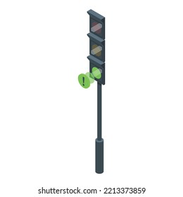 Traffic Light Sensor Icon Isometric Vector. Road Drive. Smart System