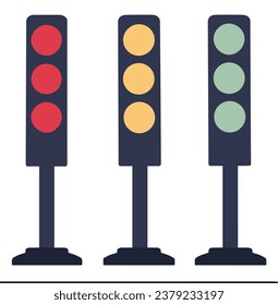 Traffic light, traffic light sequence vector. Red, yellow, green lights - , wait stop