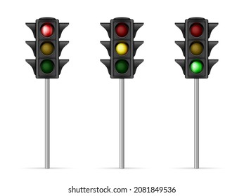 Traffic light set on a white background. Vector illustration.