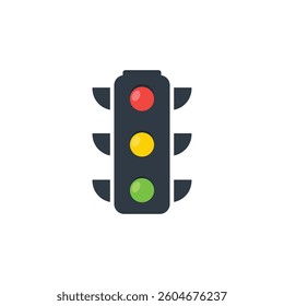 Traffic light showing red, yellow, and green lights; perfect for illustrating traffic regulations, safety, street scenes, and transportation concepts.