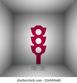 Traffic light sign. Bordo icon with shadow in the room.