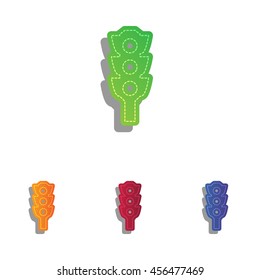 Traffic light sign. Colorfull applique icons set.