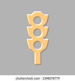 Traffic light sign. Emboss effect with light orange icon on gray background.