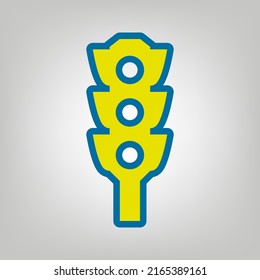 Traffic light sign. Icon in colors of Ukraine flag (yellow, blue) at gray Background. Illustration.