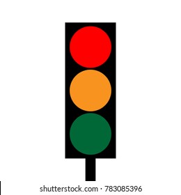 Traffic light sign. Information color icon isolated on white background. Regulate drive symbol. Concept of safety. Logo for crossroad transport or highway. Flat mark 4 control on a road. Stock vector