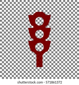 Traffic light sign. Maroon icon on transparent background.