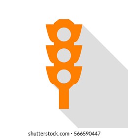 Traffic light sign. Orange icon with flat style shadow path.