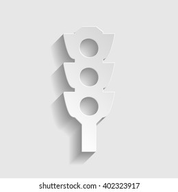Traffic light sign. Paper style icon with shadow on gray.